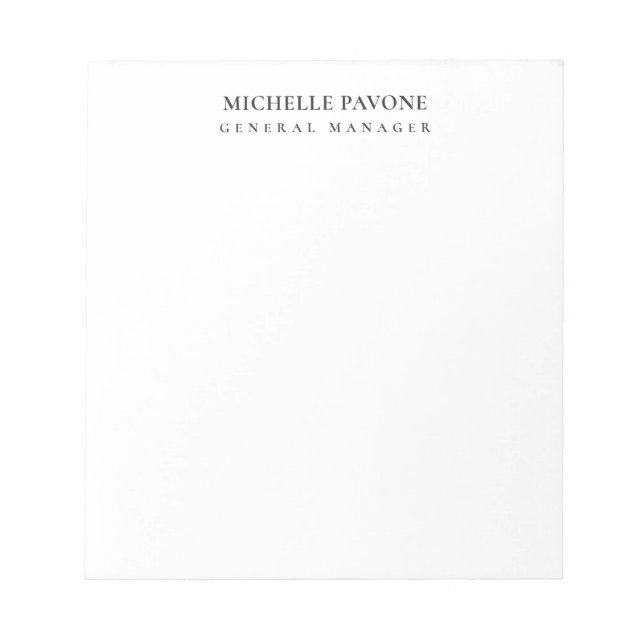 Bloc-note Élégant Simple Professionnel Noir & Blanc (Devant)