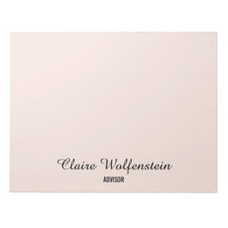 Bloc-note Élégant Simple Rose Pâle Script Personnalisé