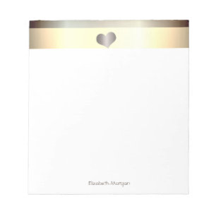 Bloc-note Elégant Style Gold Stripes, Coeur - Personnalisé