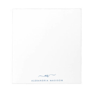 Bloc-note Élégant stylish Script Girly Navy Monogramme initi