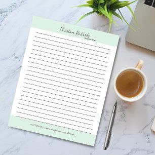 Bloc-note Élégant Vert Minimaliste Liné