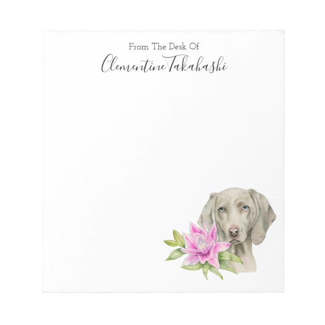 Bloc-note Elégant Weimaraner Chien Aquarelle | Ajouter Votre (Devant)