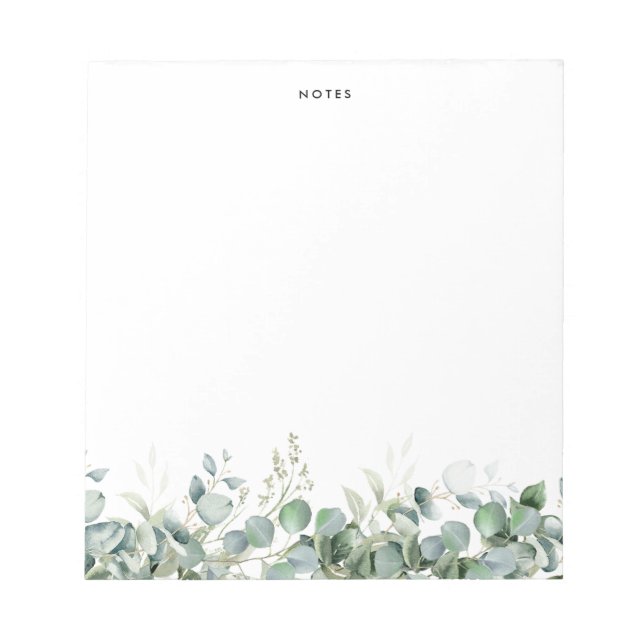 Bloc-note Elégante aquarelle Eucalyptus Vert sur mesure (Devant)