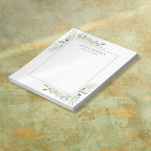 Bloc-note Elégante aquarelle moderne verdure Floral (Elegant Modern Watercolor Greenery Floral Notepad)