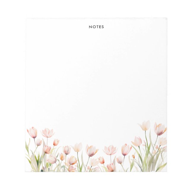 Bloc-note Elégante aquarelle rose Tulipe fleurit Floral (Devant)
