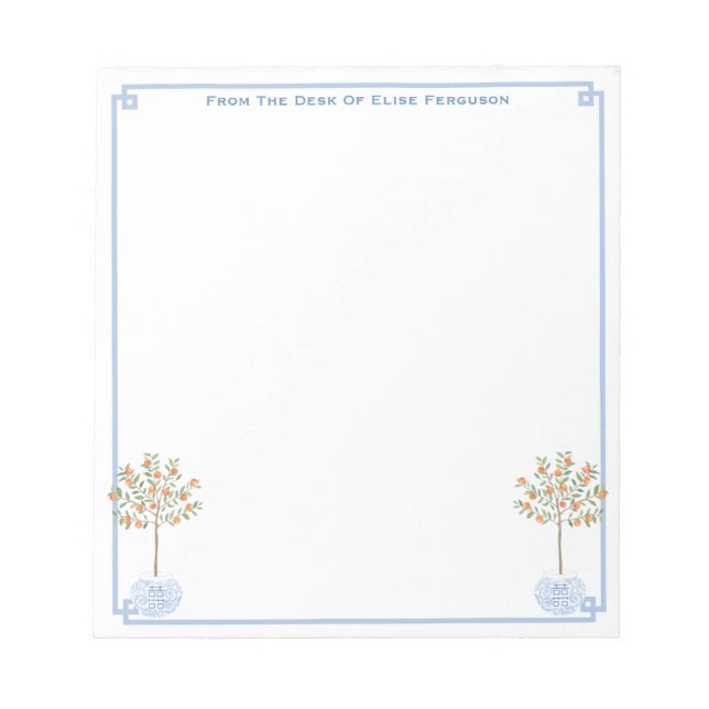 Bloc-note Elégante Chinoiserie de la Dame Orange Tree Desk (Devant)