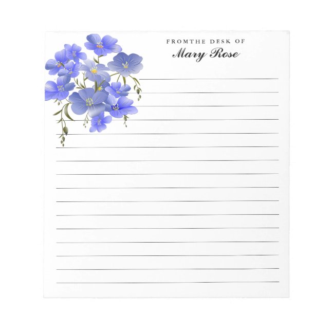 Bloc-note Élégante Fleurs Violettes Et Jolies Personnalisées (Devant)