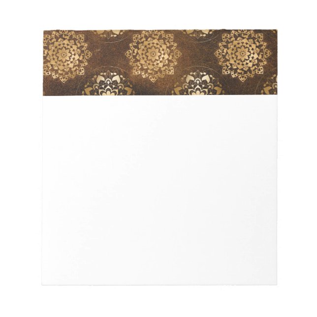 Bloc-note Elégante Gold Foil et Black Indian Mandala (Devant)