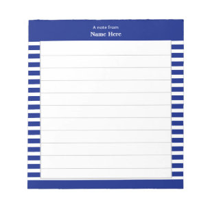 Bloc-note Élégantes rayures bleues et blanches lignées