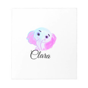 Bloc-note Élément simple éléphant bébé rose bleu aquarelle a