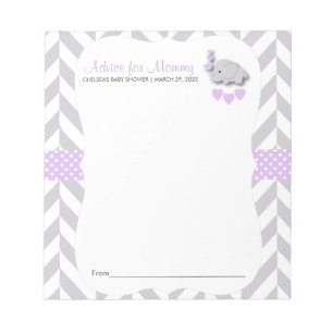 Bloc-note Eléphant violet et gris Baby shower - Conseils