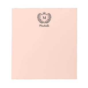 Bloc-note Emblème de crête royale monogramme script nom cora