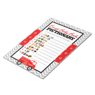 Bloc-note Emoji Baby Book Firetruck Baby shower Game Pack