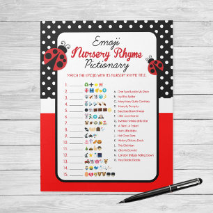 Bloc-note Emoji Nursery Rhyme Ladybug Baby shower Jeu