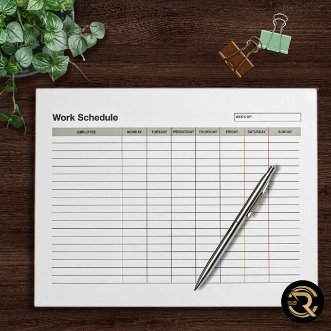 Bloc-note Employee Work Schedule  (Créateur téléchargé)