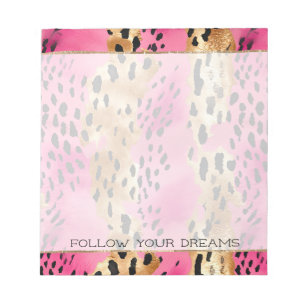Bloc-note Empreinte de léopard de glam rose fille Abstrait