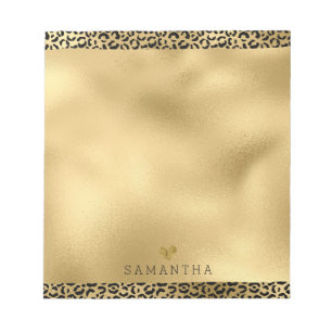 Bloc-note Empreinte de léopard Gold Black personnalisé
