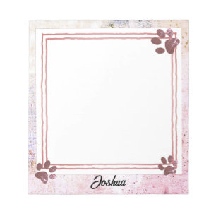 Bloc-note empreintes de patte de chien design aquarelle pers