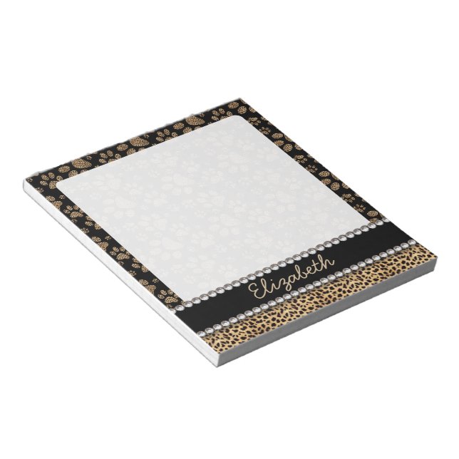 Bloc-note Empreintes de pattes Leopard Spot Rhinestone IMPRI (Incliné)