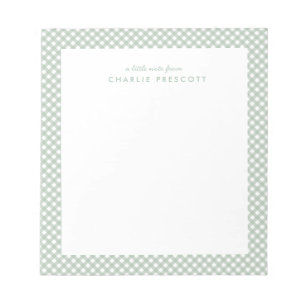 Bloc-note En vichy classique mignon vert simple personnalisé