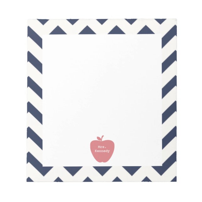 Bloc-note Enseignant Chevron de Coral Apple Navy (Devant)