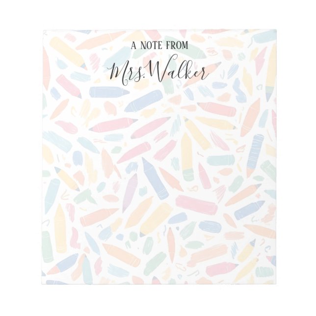 Bloc-note Enseignant d'art Motif en Crayon coloré (Devant)