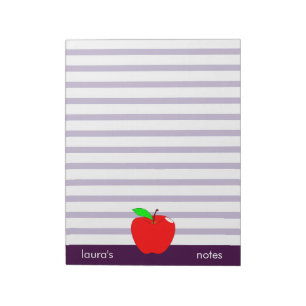 Bloc-note Enseignant de la pomme rouge Lignes pourpres perso