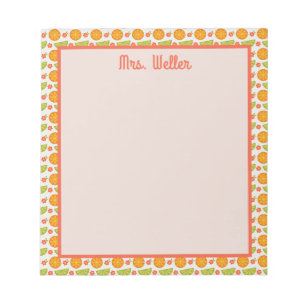 Bloc-note Enseignant personnalisé Citrus Fruit Frontal Schoo