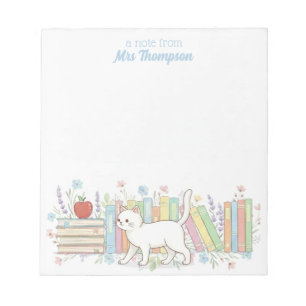 Bloc-note Enseignant qui aime les livres & chats Personnalis