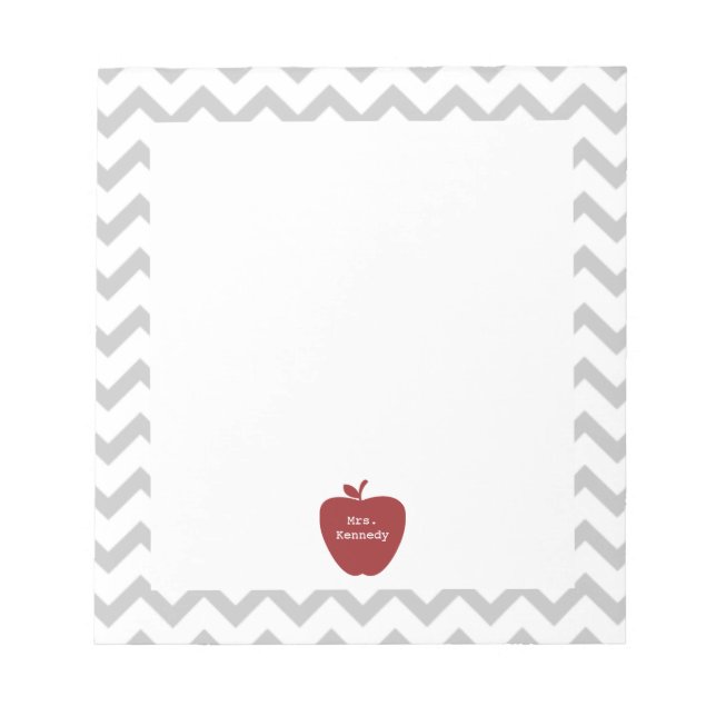 Bloc-note Enseignant Red Apple Grey Chevron (Devant)