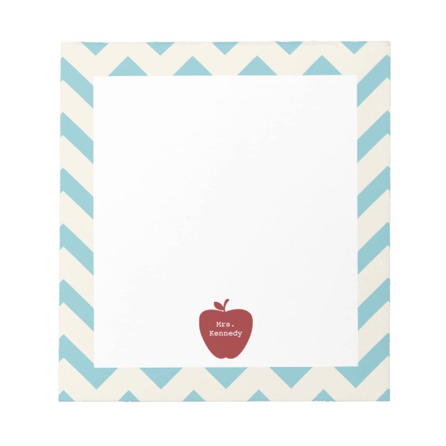 Bloc-note Enseignant Red Apple Light Blue Chevron (Devant)