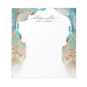 Bloc-note Entreprise d'encre liquide d'art moderne bleu et o