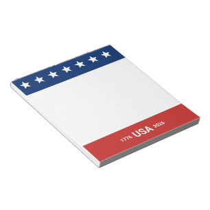 Bloc-note États-Unis 1776 2026 250e anniversaire Rouge Blanc