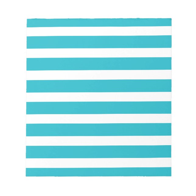 Bloc-note Été nautique à rayures turquoise et blanche (Devant)