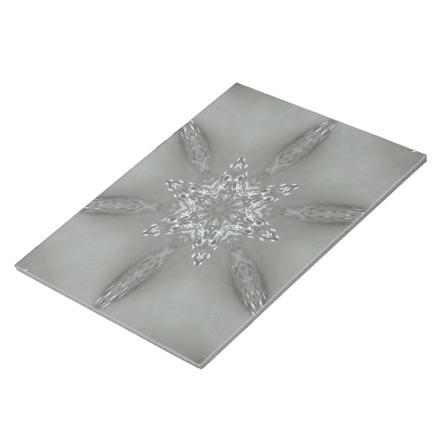Bloc-note Étoile kaléidoscopique décorative gris argent anti (Incliné)