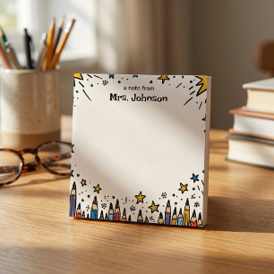 Bloc-note Étoiles et crayons Cadeau personnalisé pour profes