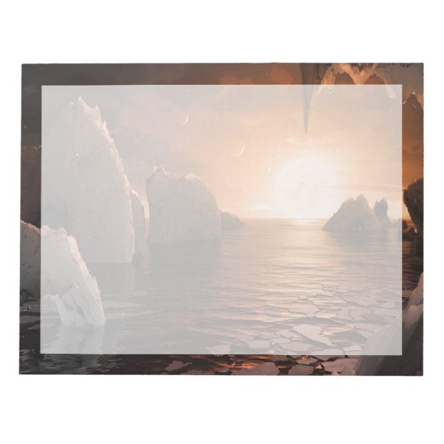 Bloc-note Exoplanet Trappist-1f De Son Côté Nocturne Icy. (Devant)