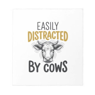 Bloc-note Facilement Distrait Par Les Vaches Drôle De T-Shir