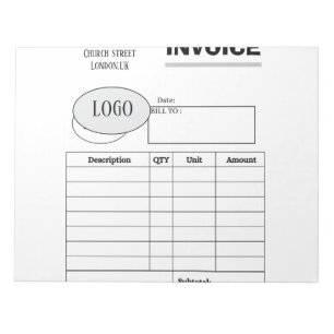 Bloc-note Facture commerciale personnalisée professionnelle