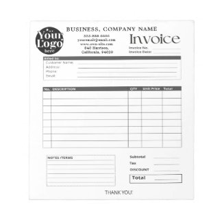 Bloc-note Facture de petite entreprise avec logo personnalis