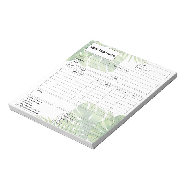 Bloc-note Facture de vente de formulaire de feuille tropical (Tourné)