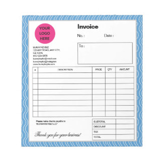 Bloc-note Facture d'entreprise Pastel Blue Wave Company
