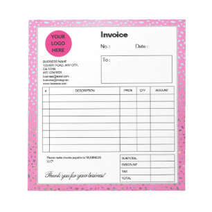 Bloc-note Facture d'impression personnalisée Parties scintil