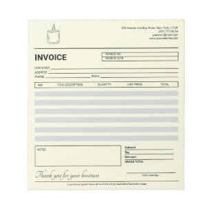 Bloc-note Facture / Reçu d'entreprise de bougies moderne
