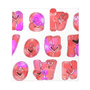 Bloc-note Faites votre propre coeur Art Design d'impression
