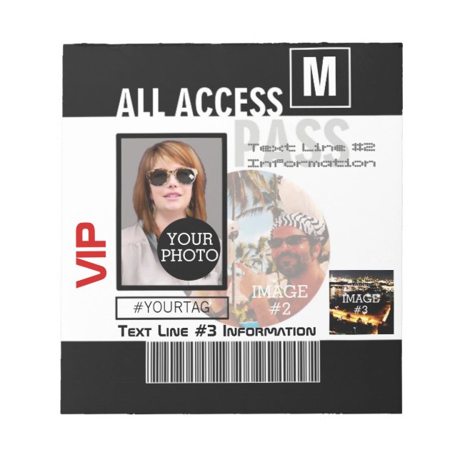 Bloc-note Faites votre propre VIP Pass 8 façons de personnal (Devant)