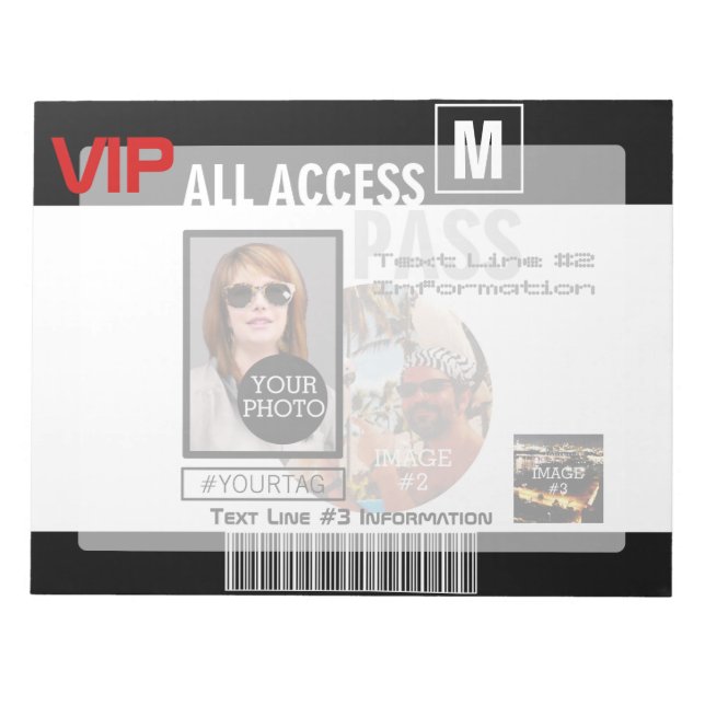 Bloc-note Faites votre propre VIP Pass 8 façons de personnal (Devant)