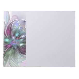 Bloc-note Fantaisie Abstraite Moderne Fleur Fractale Colorée