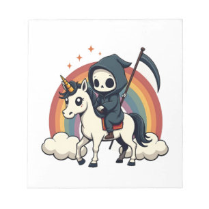 Bloc-note Faucheuse Vintage Chevauchant Licorne Arc-en-Ciel