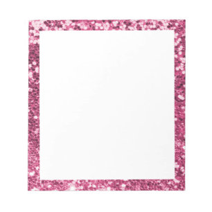 Bloc-note Faux pailleté rose scintillant bordure blanche